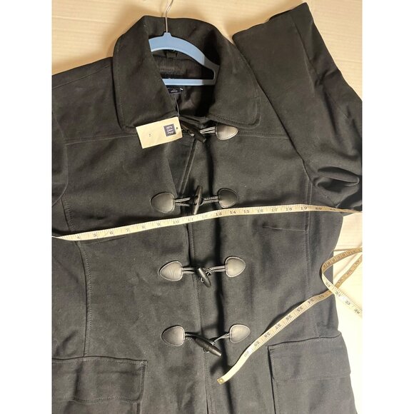NWT Gap Women's Black Lined Pea Coat XL toggles midi length preppy dress coat - Picture 13 of 15